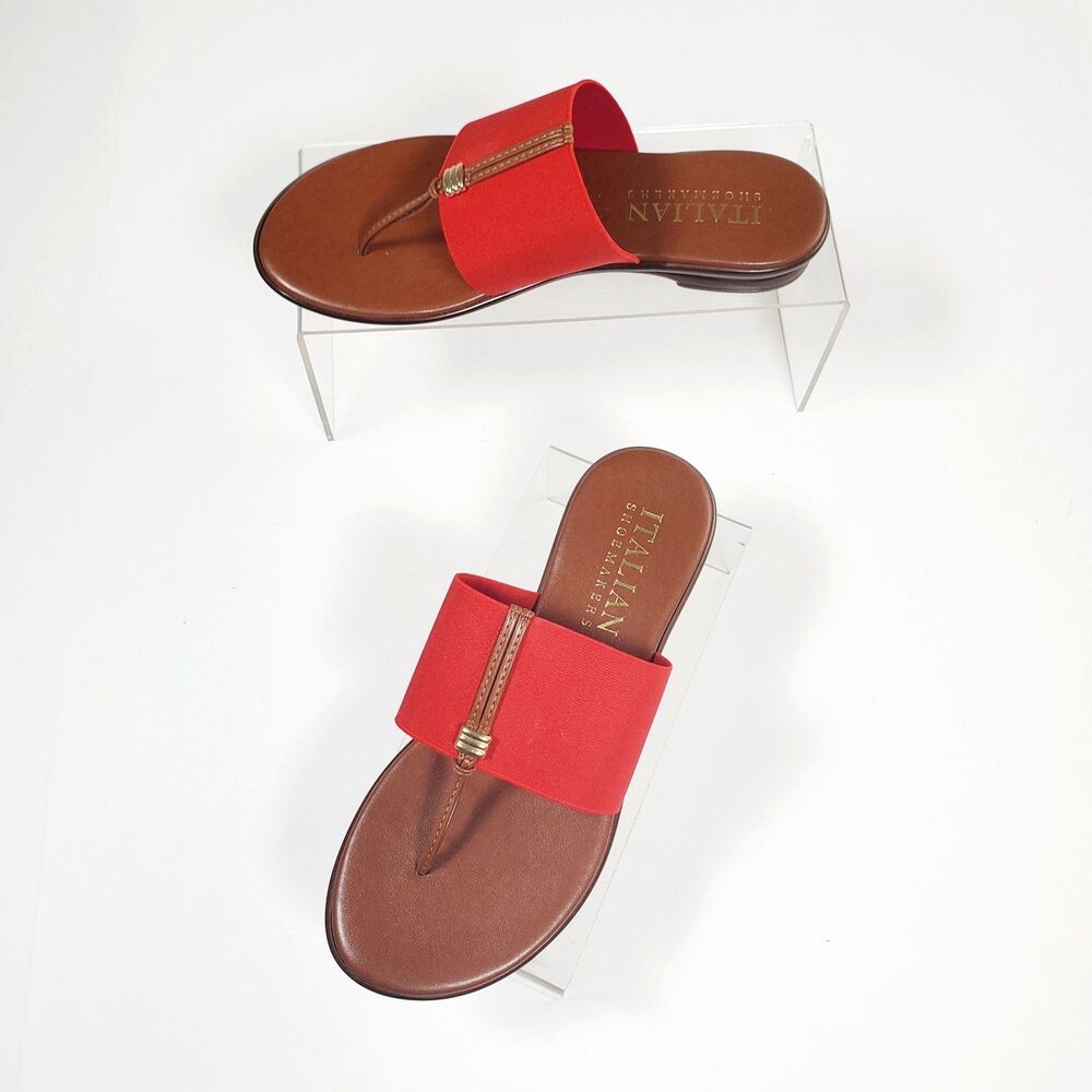 Italian Shoemakers Women’s Sandals Size 7 Red Thong Comfort Slip-On NEW with box - Picture 2 of 8